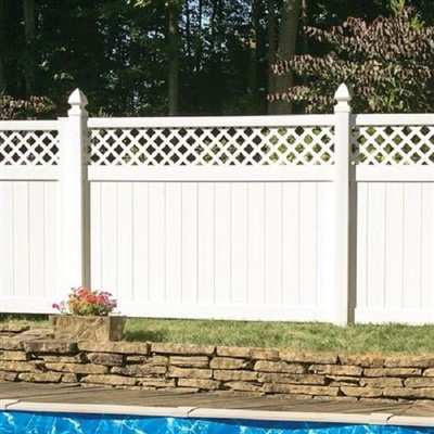 6 Ft HX 8 Ft.W biely vinylový mriežkový horný plotový panel